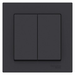 Изображение товара Выключатель Systeme Electric AtlasDesign двухклавишный встраиваемый карбон (ATN001052)