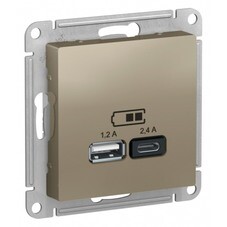 Розетка USB Systeme Electric AtlasDesign встраиваемая шампань USB-A/ Type-C (ATN000539)