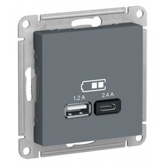 Изображение товара Розетка USB Systeme Electric AtlasDesign встраиваемая грифель USB-A/ Type-C (ATN000739)