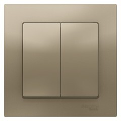 Изображение товара Выключатель Systeme Electric AtlasDesign двухклавишный встраиваемый шампань (ATN000552)