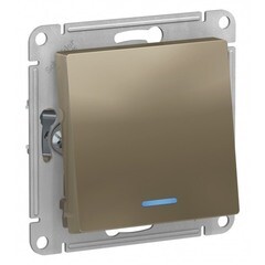 Изображение товара Переключатель Systeme Electric AtlasDesign одноклавишный встраиваемый шампань с подсветкой (ATN000563)