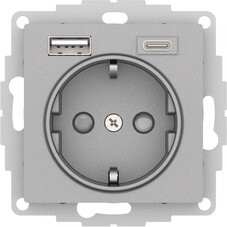 Розетка USB Systeme Electric AtlasDesign встраиваемая алюминий USB-A/ Type-C (ATN000332)