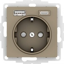 Розетка USB Systeme Electric AtlasDesign встраиваемая шампань USB-A/ Type-C (ATN000532)