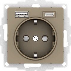 Изображение товара Розетка USB Systeme Electric AtlasDesign встраиваемая шампань USB-A/ Type-C (ATN000532)