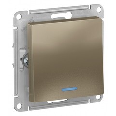 Изображение товара Выключатель Systeme Electric AtlasDesign одноклавишный встраиваемый шампань с подсветкой (ATN000513)