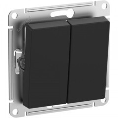 Изображение товара Выключатель Systeme Electric AtlasDesign Aqua двухклавишный встраиваемый карбон (ATN441051)