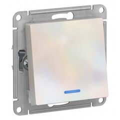 Изображение товара Переключатель Systeme Electric AtlasDesign одноклавишный встраиваемый жемчуг с подсветкой (ATN000463)