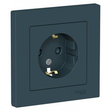 Розетка Systeme Electric AtlasDesign встраиваемая изумруд со шторками (ATN000844)
