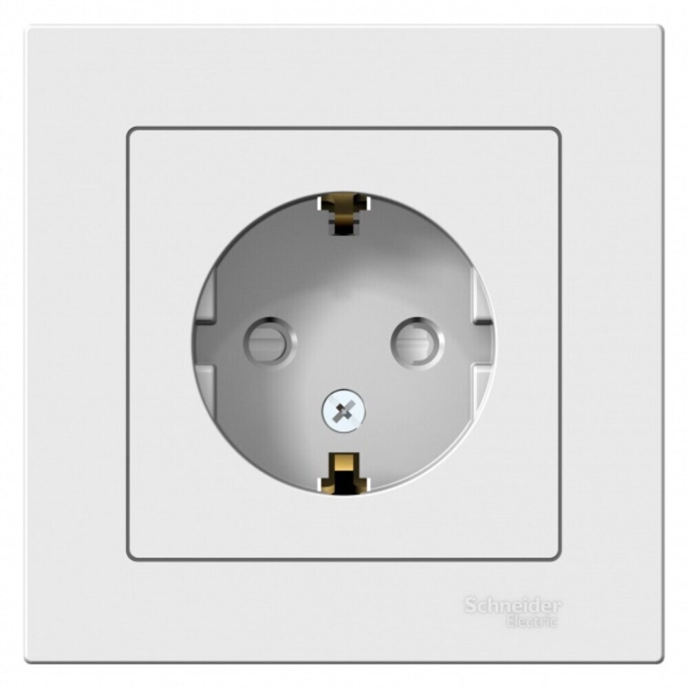 

Розетка Systeme Electric AtlasDesign встраиваемая белая со шторками (ATN000144), Белый