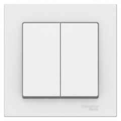 Изображение товара Выключатель Systeme Electric AtlasDesign двухклавишный встраиваемый белый (ATN000152)