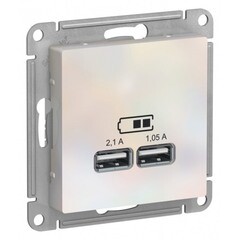 Изображение товара Розетка USB Systeme Electric AtlasDesign встраиваемая жемчуг 2хUSB-А (ATN000433)