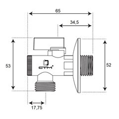 Кран шаровой латунный СТМ 1/2 НР(ш) х 1/2 НР(ш) к бытовой технике бабочка с отражателем угловой (CAFR1212) - фото 2