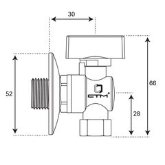 Кран шаровой латунный СТМ 1/2 ВР(г) х 1/2 НР(ш) к бытовой технике бабочка с отражателем угловой (CAMF1212) - фото 2