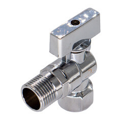 Кран шаровой латунный СТМ 1/2 ВР(г) х 1/2 НР(ш) к бытовой технике бабочка с отражателем угловой (CAMF1212) - фото 1