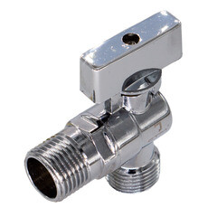 Изображение товара Кран шаровой латунный СТМ 1/2 НР(ш) х 1/2 НР(ш) к бытовой технике бабочка с отражателем угловой (CAMR1212)