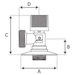 Кран шаровой латунный СТМ 1/2 НР(ш) х 3/4 НР(ш) к бытовой технике бабочка с отражателем угловой (CAMV1234) - фото 2