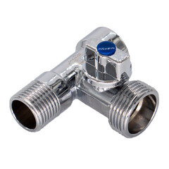 Кран шаровой латунный СТМ 1/2 ВР(г) х 3/4 НР(ш) х 1/2 НР(ш) к бытовой технике мини трехходовой (CA3H1234) - фото 5