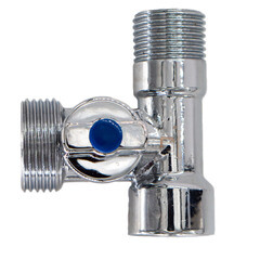 Кран шаровой латунный СТМ 1/2 ВР(г) х 3/4 НР(ш) х 1/2 НР(ш) к бытовой технике мини трехходовой (CA3H1234) - фото 3