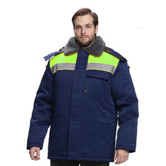 Изображение товара Куртка рабочая утепленная Факел-Спецодежда Бригада 48-50 рост 170-176 см темно-синяя/лимонная