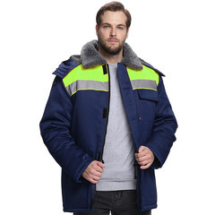 Куртка рабочая утепленная Факел-Спецодежда Бригада 52-54 рост 182-188 см темно-синяя/лимонная - фото 4
