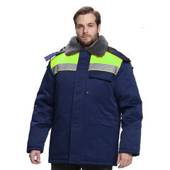 Изображение товара Куртка рабочая утепленная Факел-Спецодежда Бригада 52-54 рост 182-188 см темно-синяя/лимонная