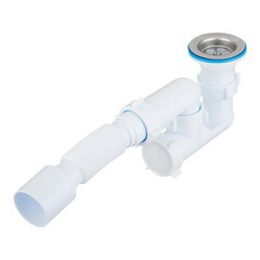 Изображение товара Сифон для душевого поддона АНИ пласт 1 1/2х40 мм регулируемый слив d50 мм с выпуском d70 мм с соединением 40/50 мм (E215)