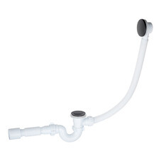 Сифон для ванны АНИ пласт 1 1/2х40 мм проточный слив d50 мм автомат с выпуском клик-клак с соединением 40/50 мм черный (EC155BL)