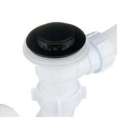 Сифон для ванны АНИ пласт 1 1/2х40 мм проточный слив d50 мм автомат с выпуском клик-клак с соединением 40/50 мм черный (EC155BL) - фото 4