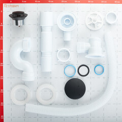 Сифон для ванны АНИ пласт 1 1/2х40 мм проточный слив d50 мм автомат с выпуском клик-клак с соединением 40/50 мм черный (EC155BL) - фото 2