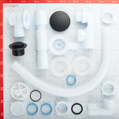 Сифон для ванны АНИ пласт 1 1/2х40 мм регулируемый слив d50 мм автомат с выпуском клик-клак с соединением 40/50 мм (EC255BL) - фото 3