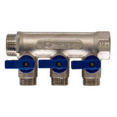 Коллектор СТМ 3/4 ВР(г) х 3 выхода 1/2 НР(ш) х 3/4 НР(ш) с шаровыми кранами (C3MB3412) - фото 2