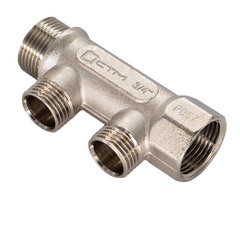Коллектор СТМ 3/4 ВР(г) х 2 выхода 1/2 НР(ш) х 3/4 НР(ш) (C2MM3412) - фото 1
