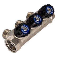 Коллектор СТМ 3/4 ВР(г) х 3 выхода 1/2 НР(ш) х 3/4 НР(ш) с шаровыми кранами (C3MV3412N) - фото 2