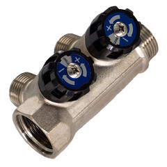 Коллектор СТМ 3/4 ВР(г) х 2 выхода 1/2 НР(ш) х 3/4 НР(ш) с шаровыми кранами (C2MV3412N) - фото 2