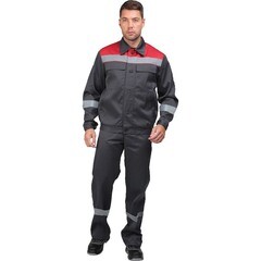 Костюм мужской рабочий ГК Спецобъединение Мастер Люкс 52-54 рост 182-188 см красный/серый - фото 2