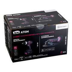 Набор аккумуляторного инструмента КМ АТОМ шуруповерт (CD-181) и УШМ (CAG-181/125BL) с АКБ и ЗУ - фото 3