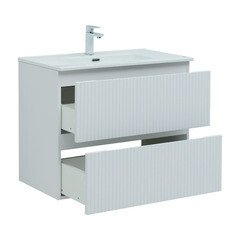 Тумба под раковину Акванет Джейн 80 см подвесная белая матовая (00335424) - фото 7