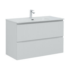 Тумба под раковину Акванет Джейн 100 см подвесная белая матовая (00335426) - фото 1