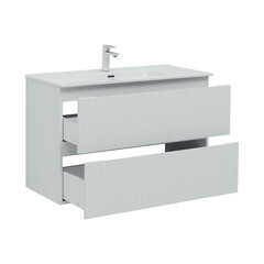 Тумба под раковину Акванет Джейн 100 см подвесная белая матовая (00335426) - фото 6