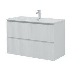 Тумба под раковину Акванет Джейн 100 см подвесная белая матовая (00335426) - фото 5