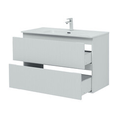 Тумба под раковину Акванет Джейн 100 см подвесная белая матовая (00335426) - фото 4