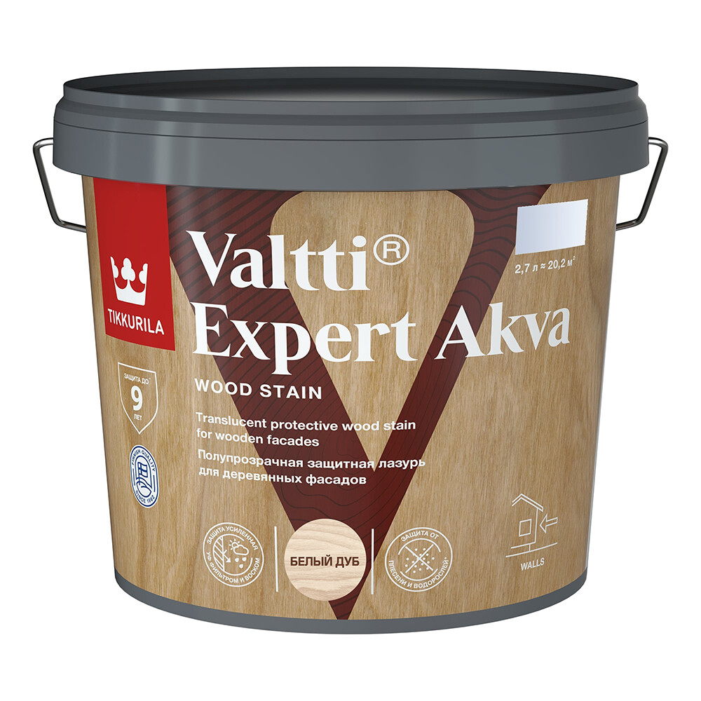 

Антисептик Tikkurila Valtti Expert Akva декоративный для дерева белый дуб 2,7 л, Бежевый