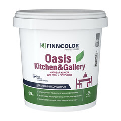 Изображение товара Краска моющаяся Finncolor Oasis Kitchen&Gallery база С бесцветная 0,9 л
