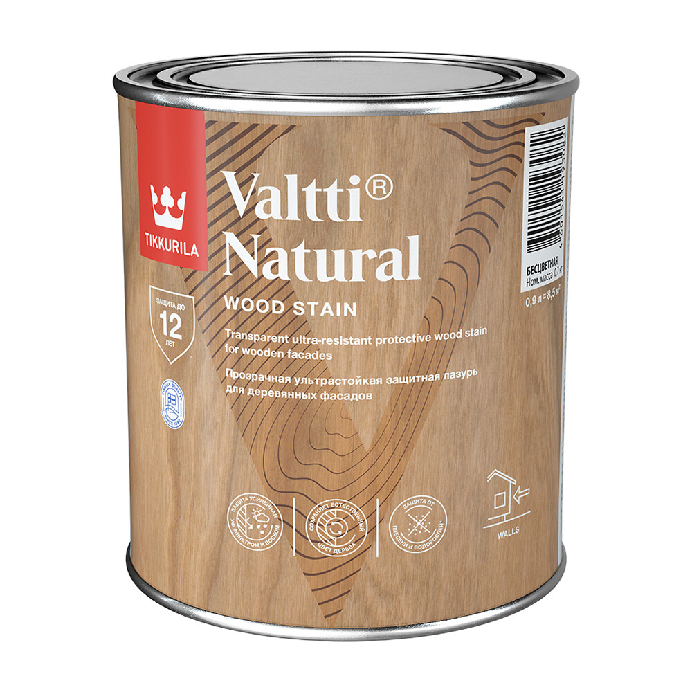 Антисептик Tikkurila Valtti Natural декоративный для дерева бесцветный 0,9 л