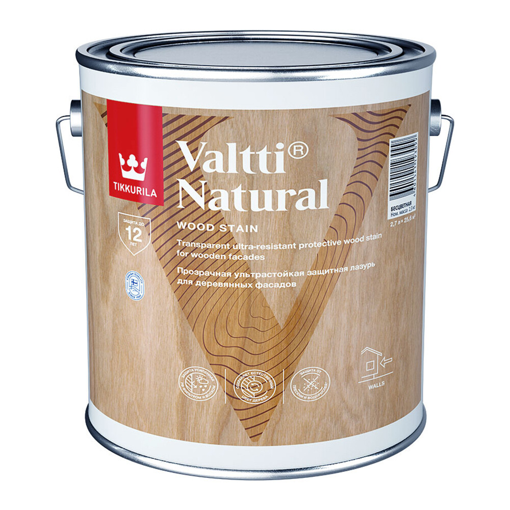 Антисептик Tikkurila Valtti Natural декоративный для дерева бесцветный 2,7 л