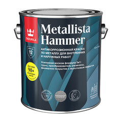 Изображение товара Краска по ржавчине Tikkurila/Tikkivala Metallista Hammer серебристая база HС молотковая глянцевая 2,3 л