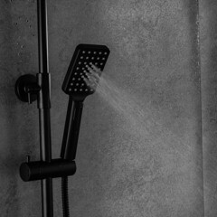 Душевая система Frap с верхним душем с лейкой с изливом черная (F2462) - фото 8