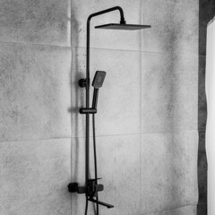 Душевая система Frap с верхним душем с лейкой с изливом черная (F2462) - фото 7