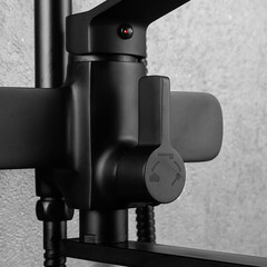 Душевая система Frap с верхним душем с лейкой с изливом черная (F2462) - фото 6