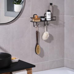 Полка для ванной ЧМЗ Лофт 356х115х158 мм металл черная (513-001-01) - фото 2